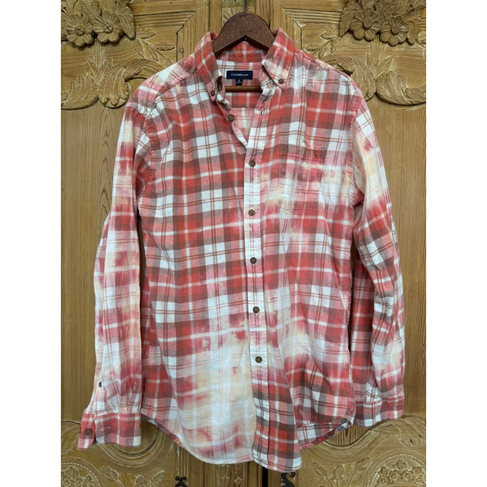 Sacred Heart Mary Flannel Small Upcycled Cotton Shirt Boho Folk Art - Picture 7 of 9